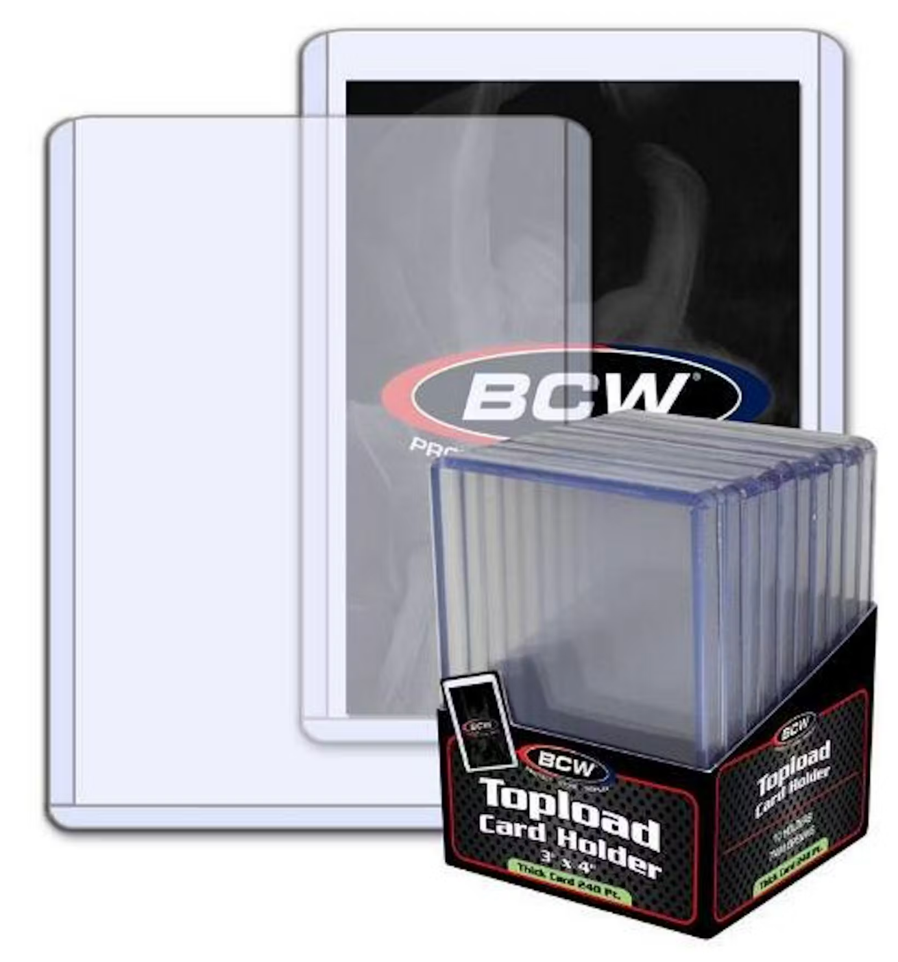 BCW 3x4 Thick 240pt. Toploader 10-Count Pack